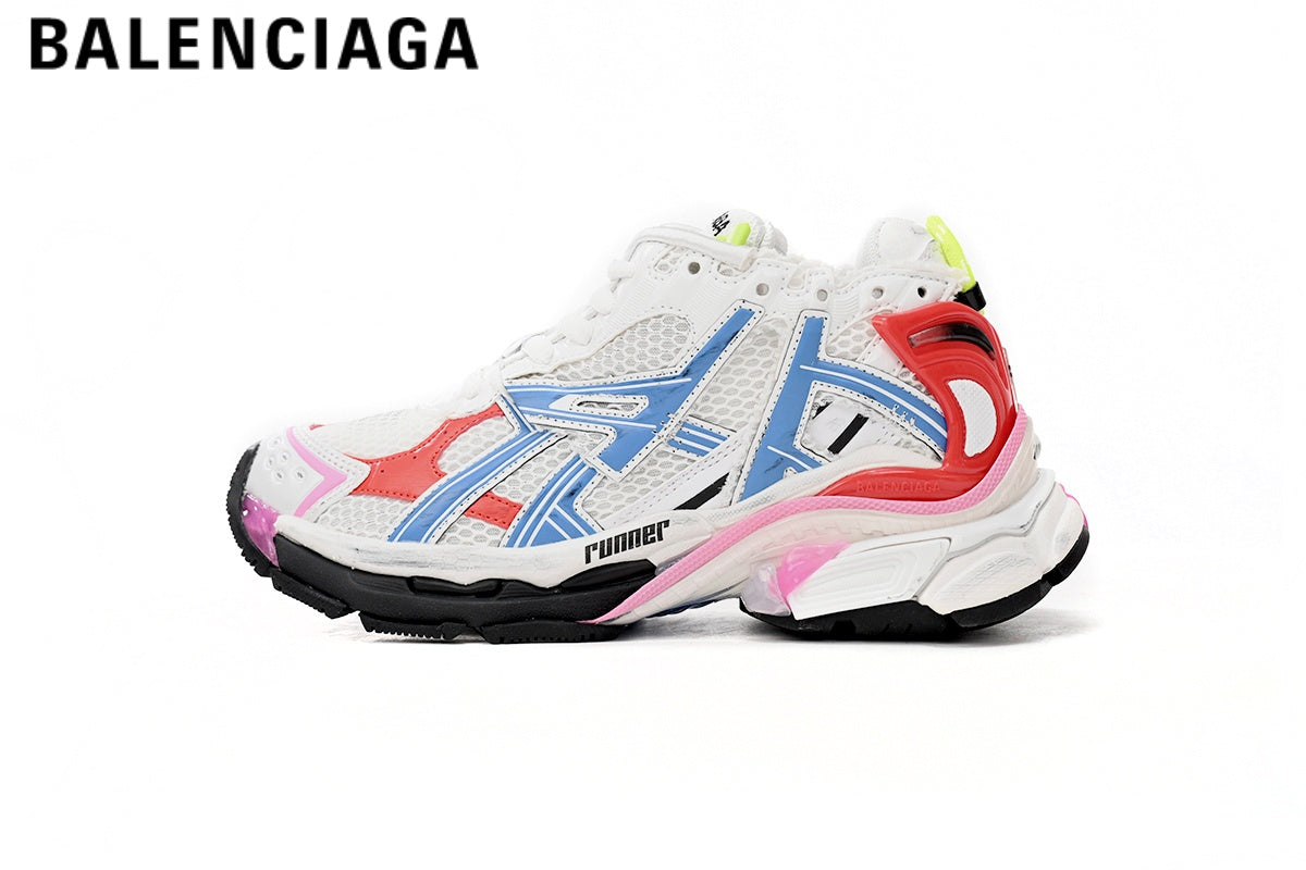 Balenciaga Runner men's shoes  women sneakers— White Multicolor