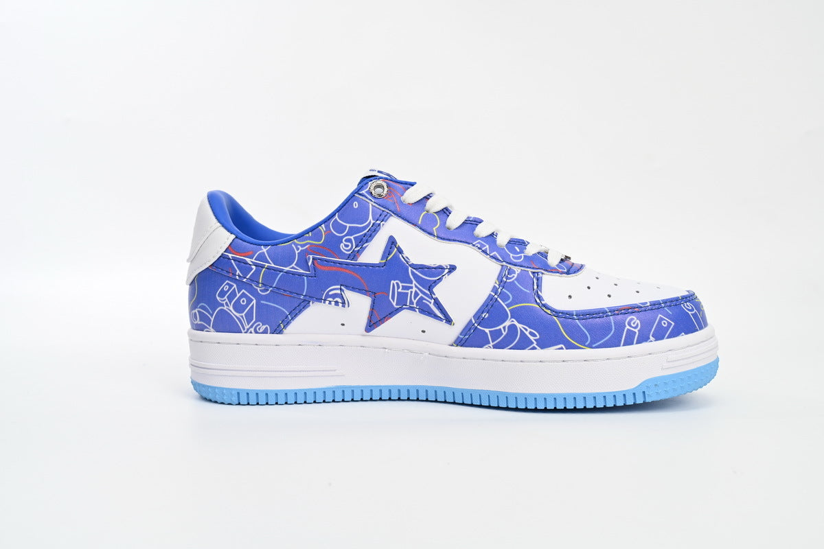 A BATHING APE BAPE STA Blue & White Graphic Sneakers | Women's & Men's Skate-Inspired Shoes