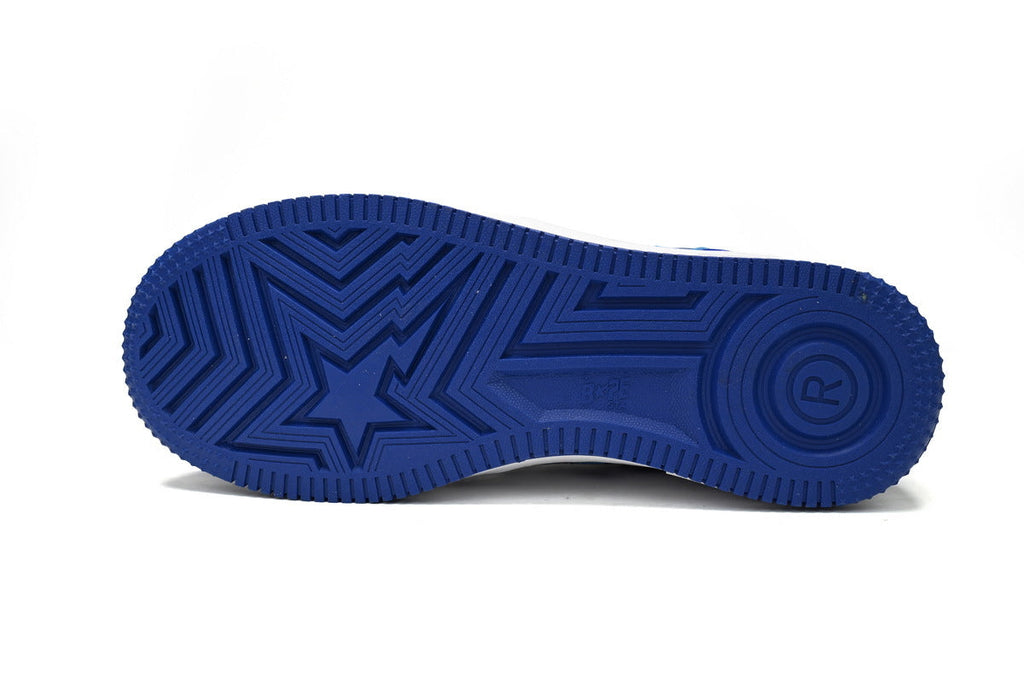 A BATHING APE BAPE STA Glossy Royal Blue & White Sneakers | Women's & Men's Skate-Inspired Shoes