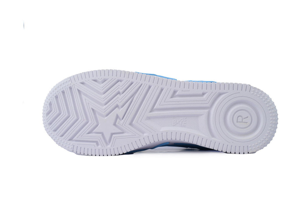 A BATHING APE BAPE STA Glossy Sky Blue & White Oversized-Star Sneakers | Women's & Men's Skate-Inspired Shoes