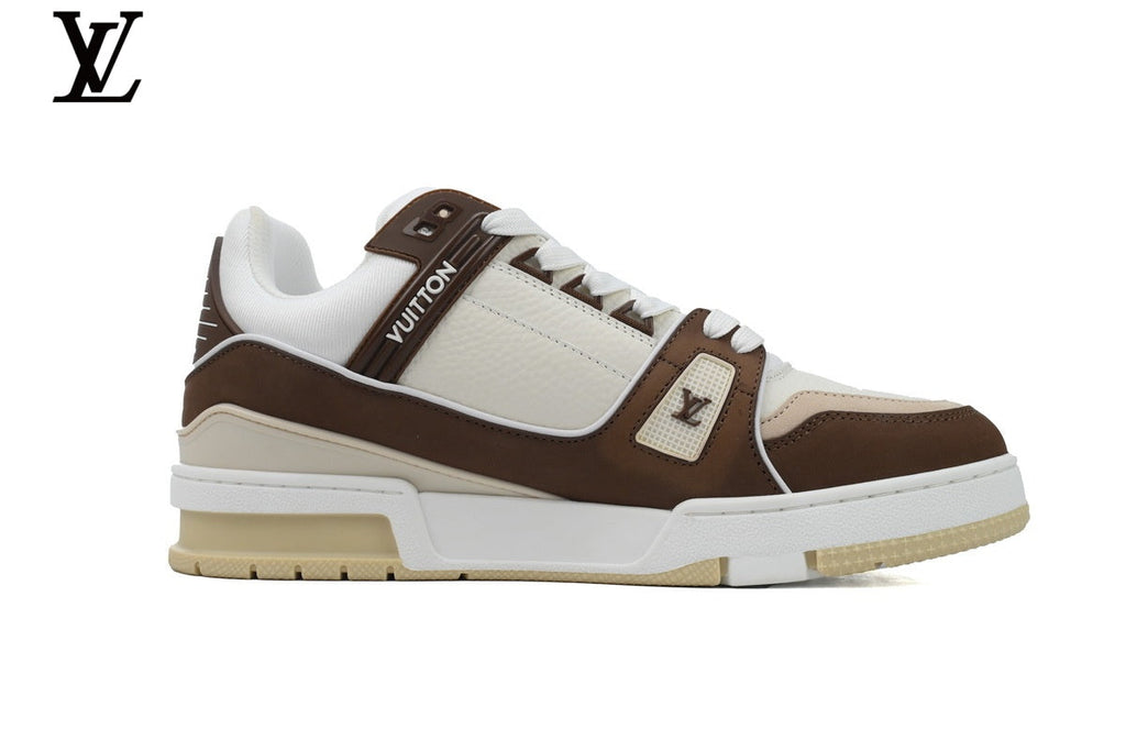 Louis Vuitton LV shoes for man  women Trainer Sneaker – Brown & White