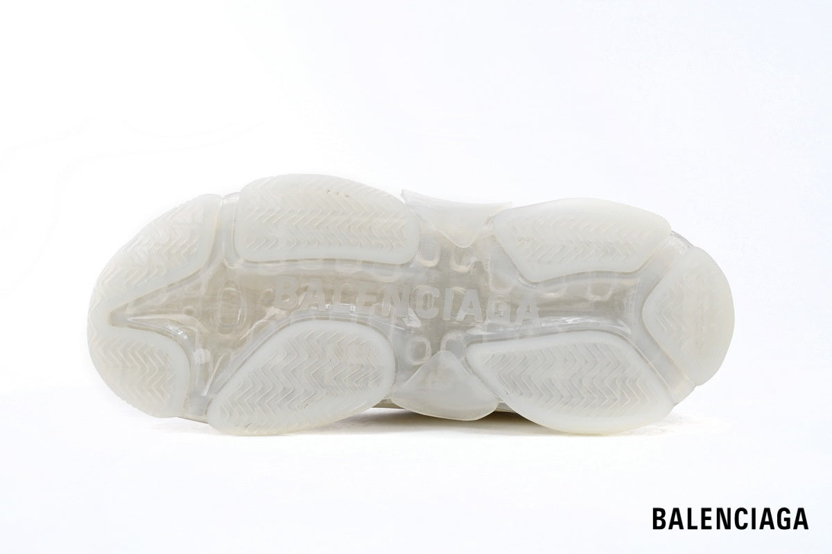 Balenciaga Triple S men's shoes  women sneakers – White & Clear Sole II