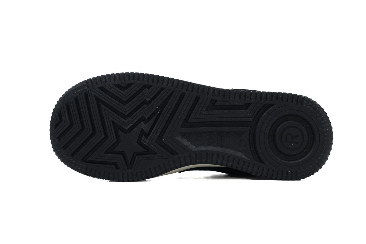 A BATHING APE BAPE STA Black & Cream Tonal-Star Sneakers | Women's & Men's Skate-Inspired Shoes
