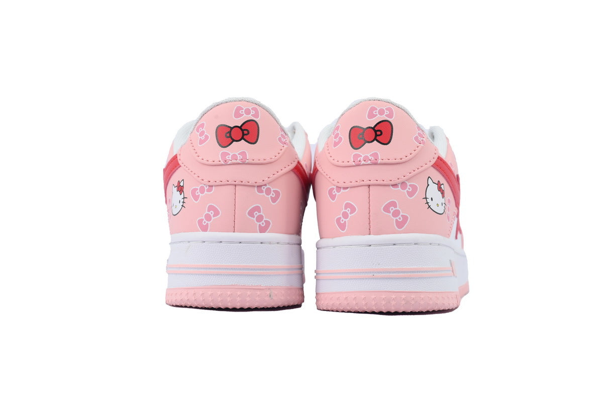 A BATHING APE BAPE STA Pink & White Hello Kitty Graphic Sneakers | Women's & Men's Skate-Inspired Shoes
