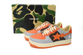 A BATHING APE BAPE STA Orange & Grey Embossed Camo Sneakers | Women's & Men's Skate-Inspired Shoes