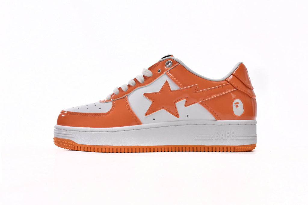 A BATHING APE BAPE STA Orange & White Sneakers | Women's & Men's Skate-Inspired Shoes