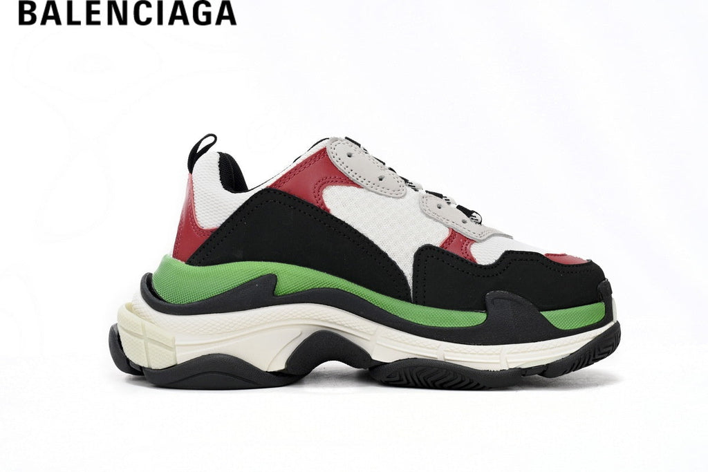 Balenciaga Triple S men's shoes  women sneakers - Black, White, Red & Green