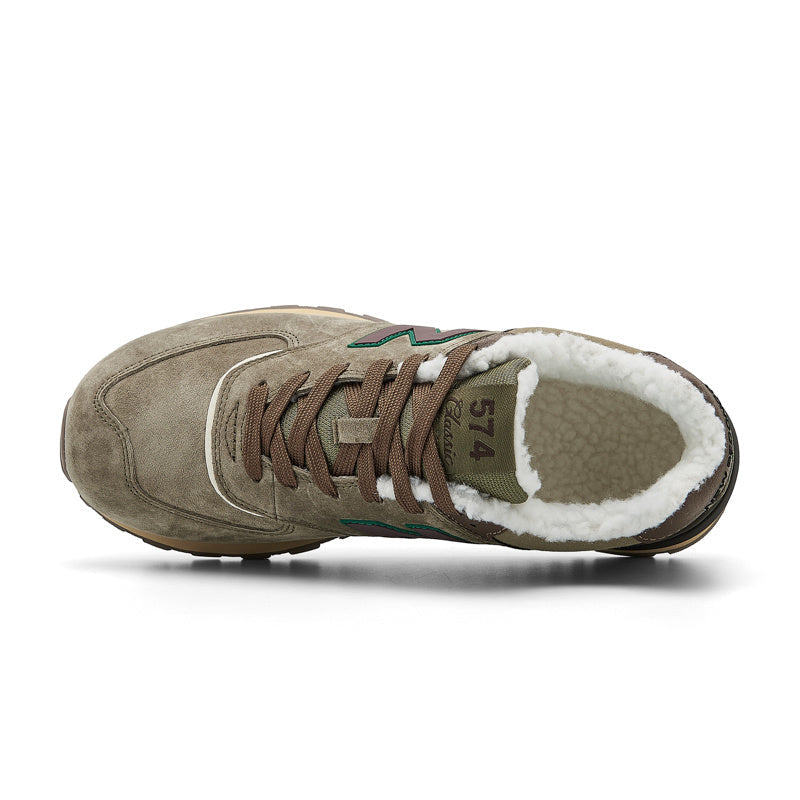 New Balance 574 Women's & Men's Taupe Brown Fleece-Lined Retro Sneakers