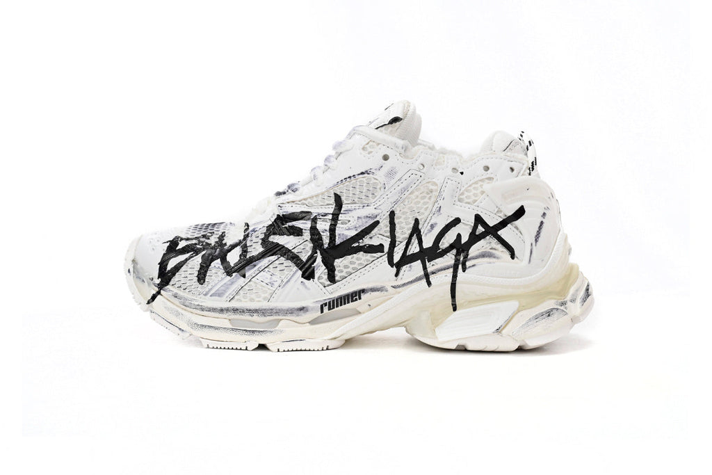 Balenciaga men's shoes Track Runner Sneaker – Distressed Low-Top  balenciaga runners White and Black
