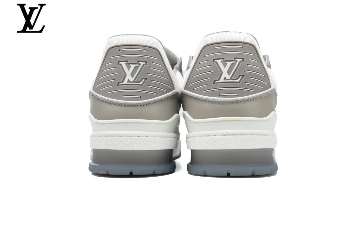 Louis Vuitton LV shoes for man  women Trainer Sneaker – Grey & White