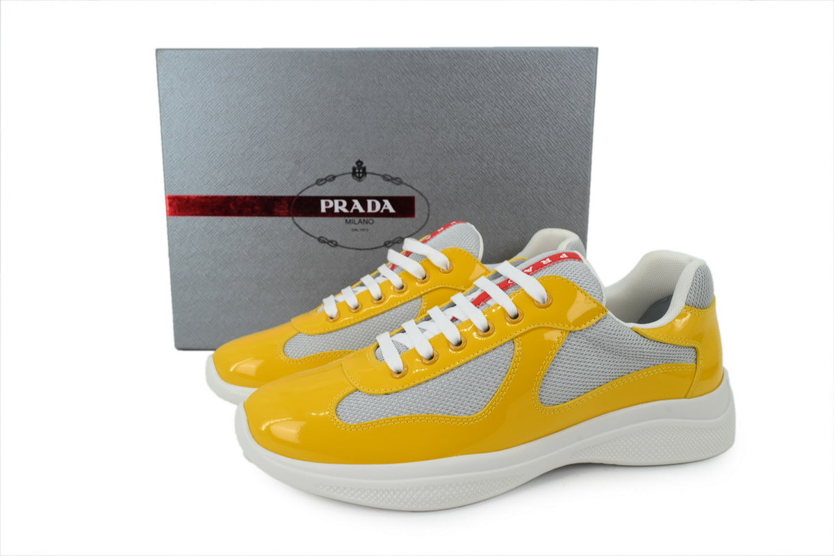Prada America's Cup Sneakers slip ons womens  prada designer mens shoes Yellow gray