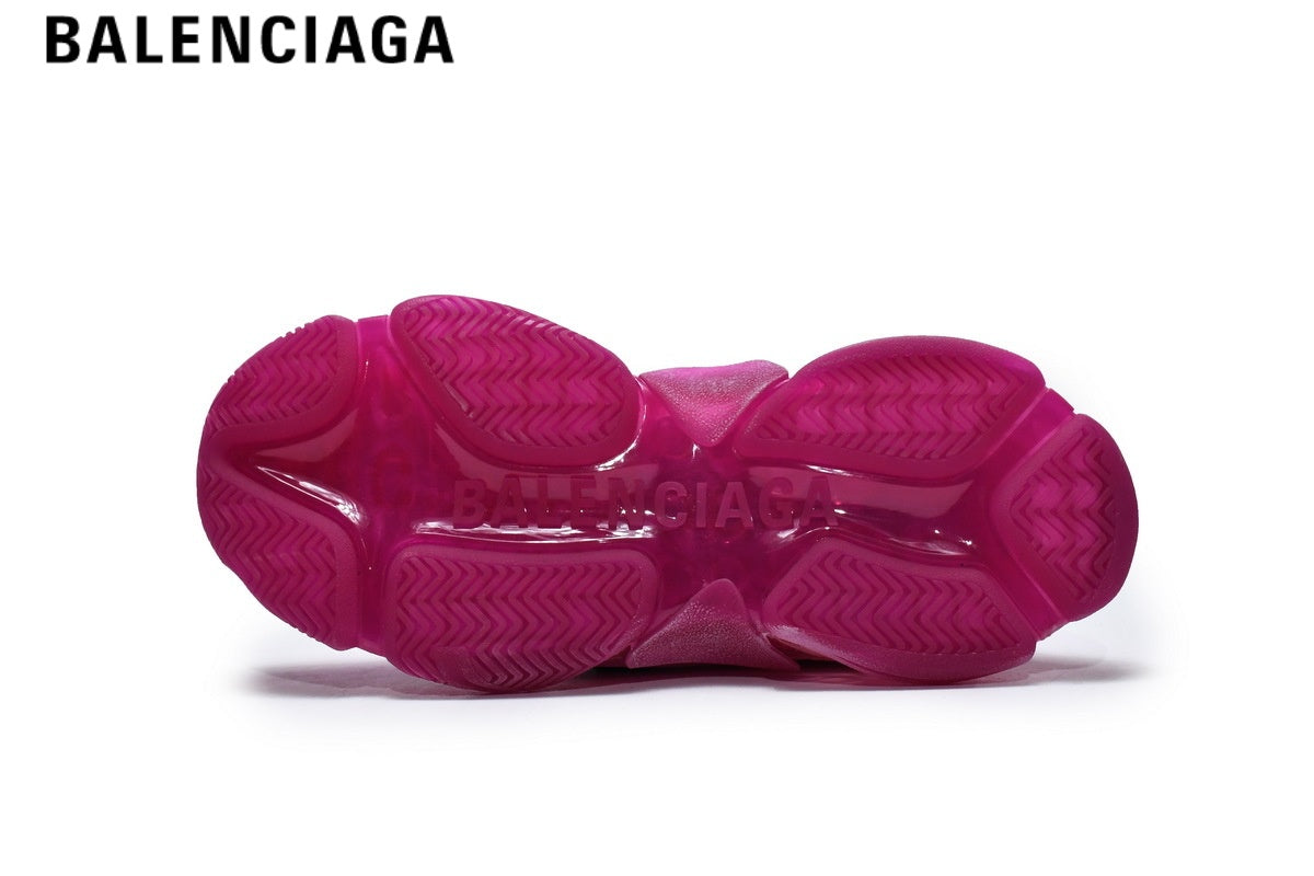 Balenciaga Triple S men's shoes  women sneakers — Hot Pink, Clear Sole
