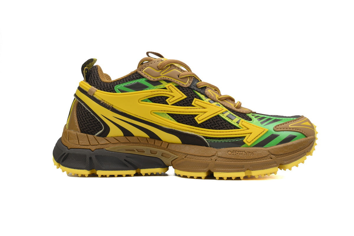 Off-White Be Right Back Women's Men's Shoes | Brown & Yellow Mesh Retro Sneakers