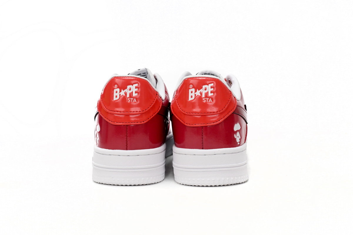A BATHING APE BAPE STA Glossy Burgundy & Coral Sneakers | Women's & Men's Skate-Inspired Shoes