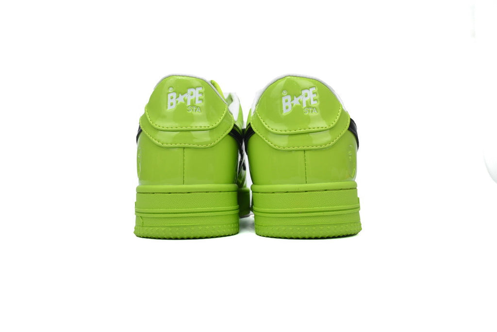 A BATHING APE BAPE STA Glossy Lime Green & Black-Star Sneakers | Women's & Men's Skate-Inspired Shoes
