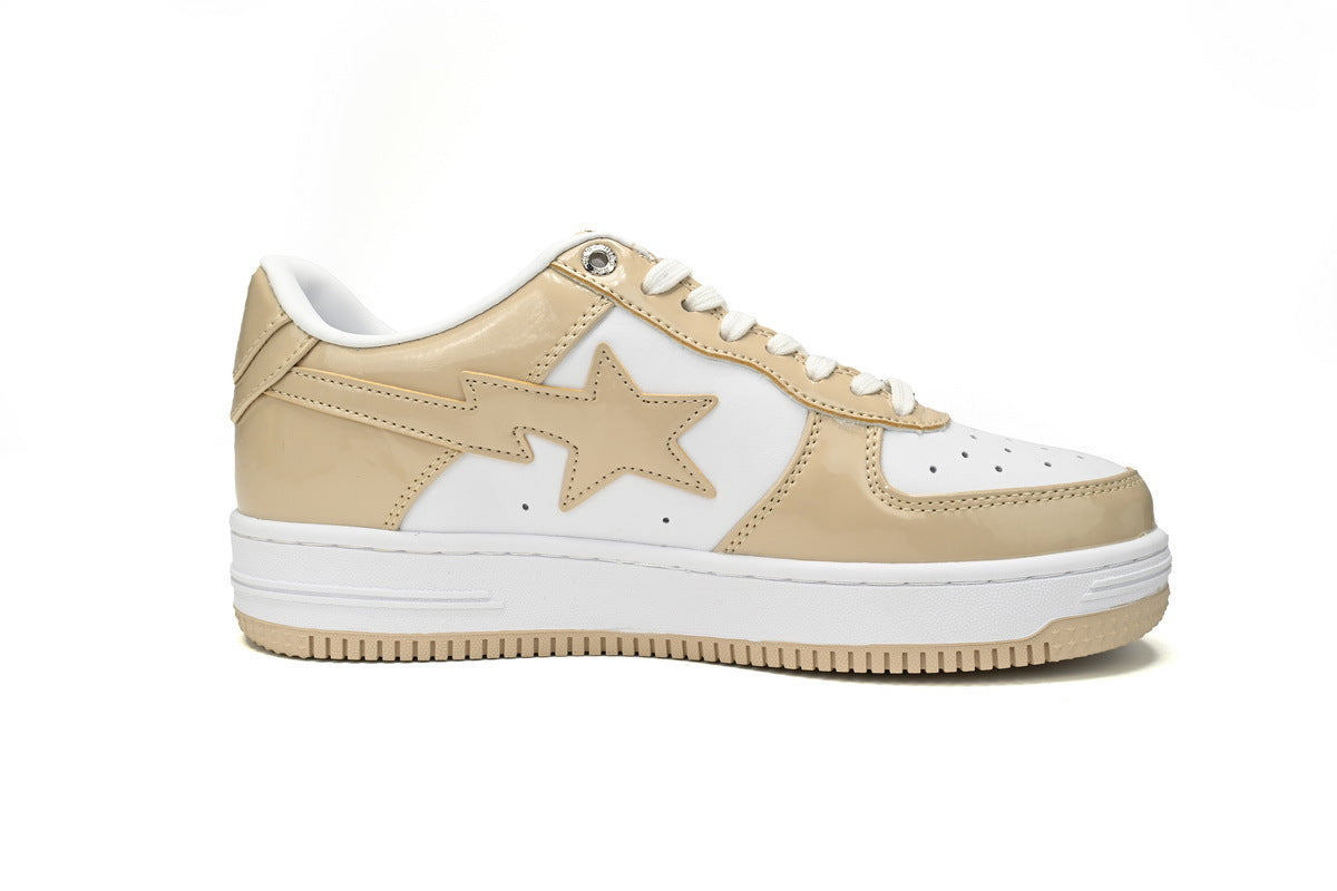 A BATHING APE BAPE STA Sand Beige & White Sneakers | Women's & Men's Skate-Inspired Shoes