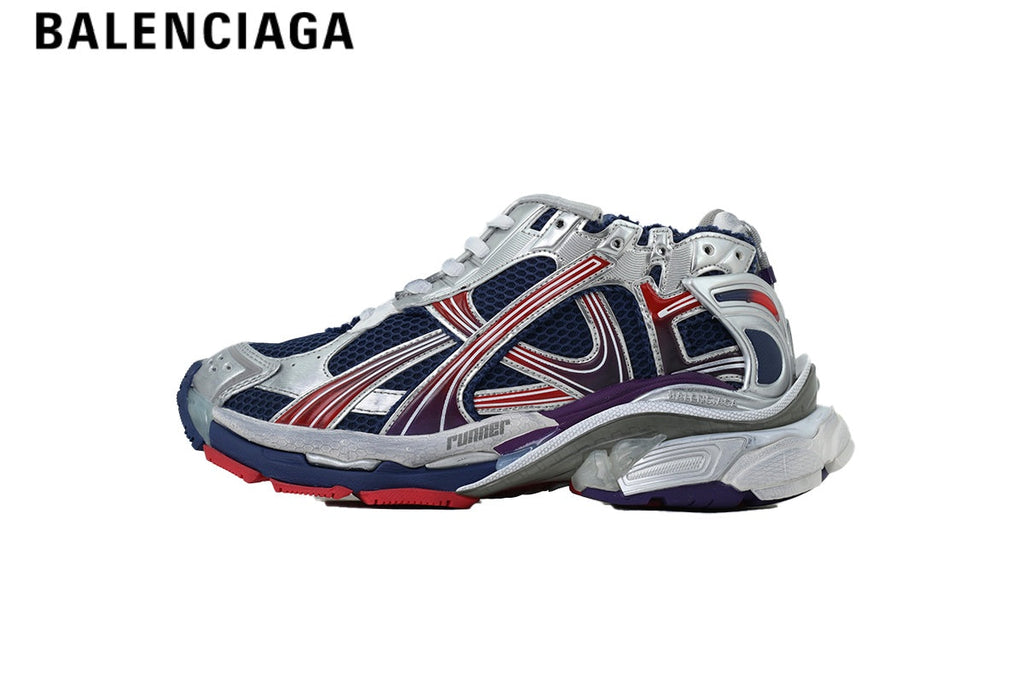 Balenciaga Skate men's shoes  women sneakers Silver White Blue