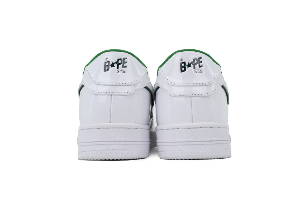 A BATHING APE BAPE STA White & Green Outline-Star Sneakers | Women's & Men's Skate-Inspired Shoes