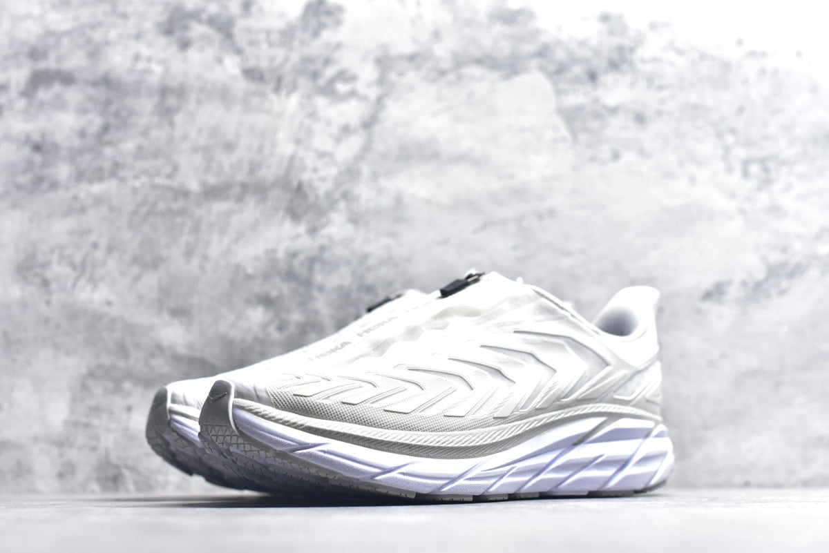 HOKA Clifton Women's Men's Shoes | White & Light Gray Mesh Running Sneakers