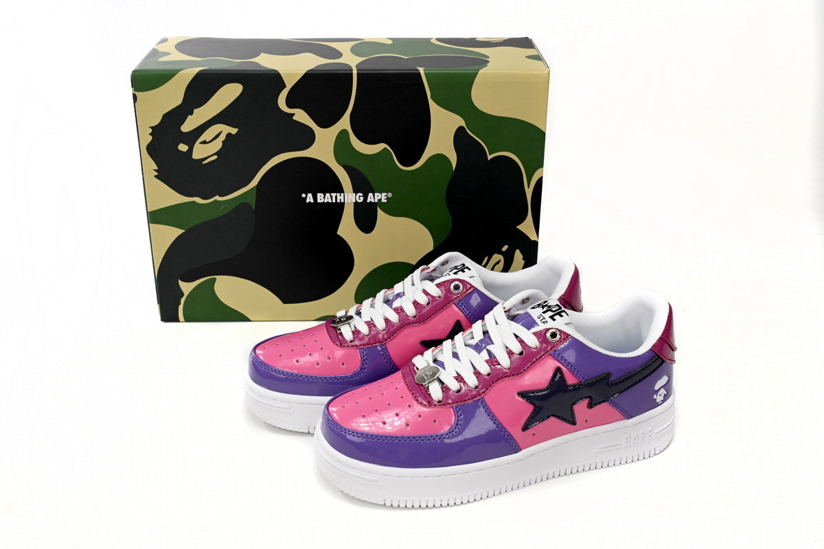 A BATHING APE BAPE STA Glossy Pink & Purple Sneakers | Women's & Men's Skate-Inspired Shoes