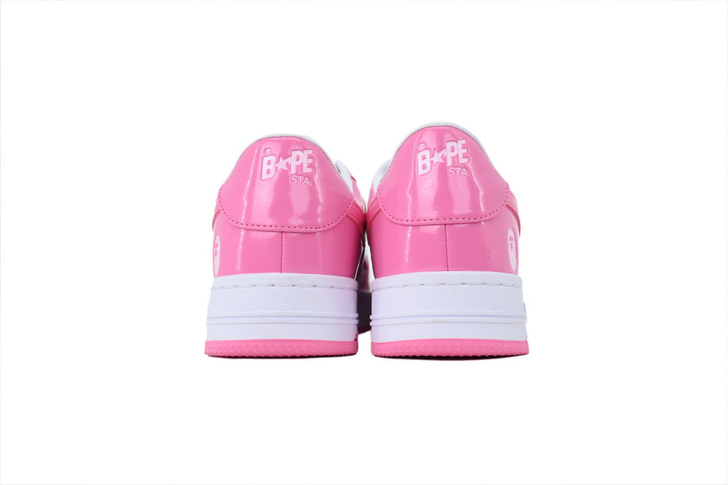 A BATHING APE BAPE STA Glossy Pink & White Sneakers | Women's & Men's Skate-Inspired Shoes