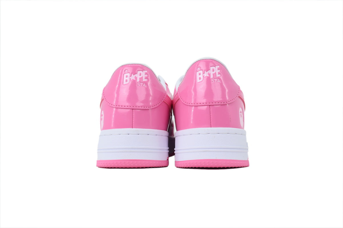 A BATHING APE BAPE STA Glossy Pink & White Sneakers | Women's & Men's Skate-Inspired Shoes