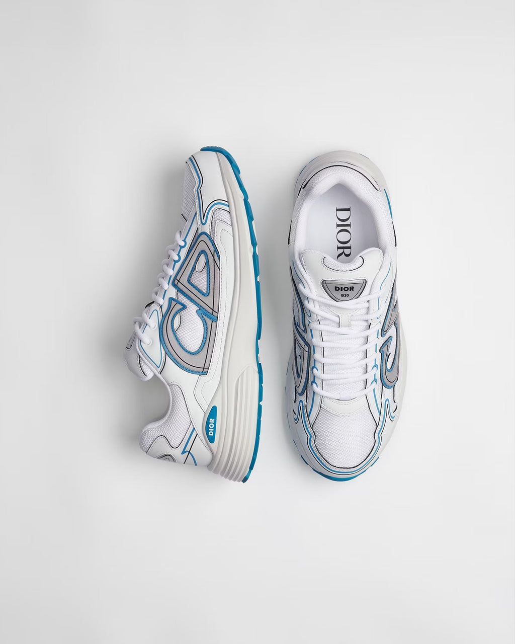 Dior B30 Women's & Men's Shoes - White / Silver Grey / Turquoise Blue Sneakers