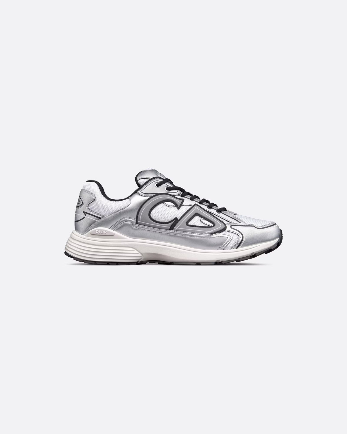 Dior B30 Women's & Men's Shoes - Metallic Silver / Black / White Sneakers