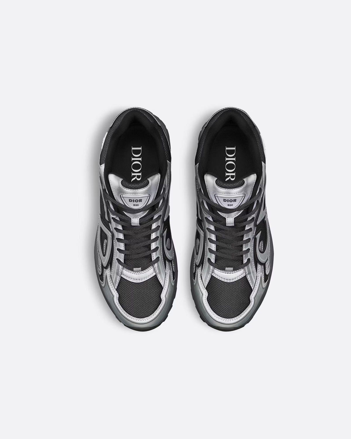 Dior B30 Women's & Men's Shoes - Metallic Silver / Charcoal Grey / Black Sneakers