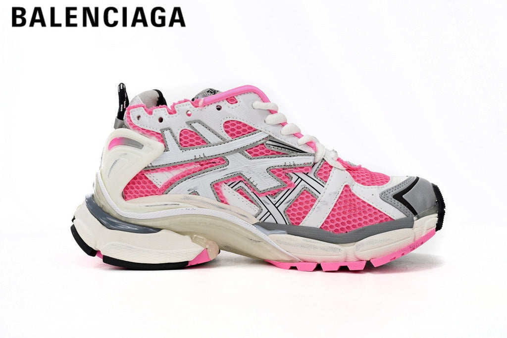 Balenciaga Runner men's shoes  women sneakers — White / Pink