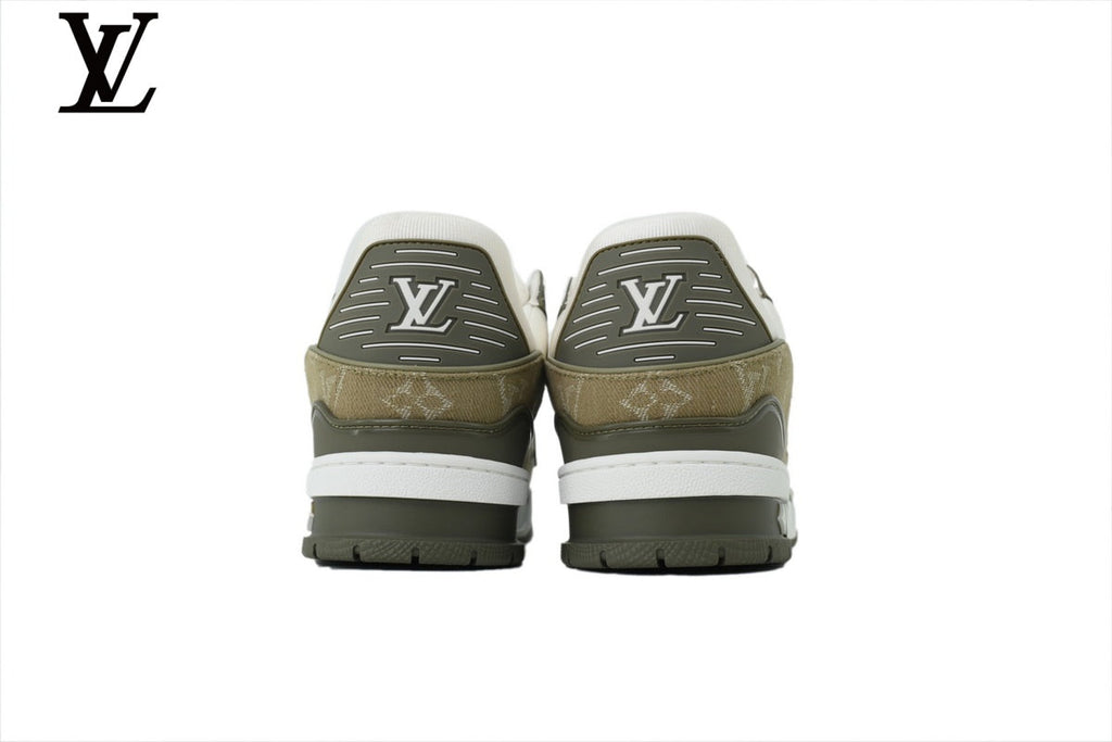 Louis Vuitton Trainer  shoes for man  women Sneaker – White & Olive Monogram