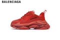Balenciaga Triple S men's shoes  women sneakers — All Red, Clear Sole