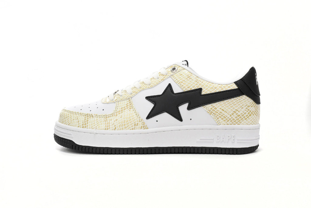 A BATHING APE BAPE STA Cream Snakeskin-Pattern Sneakers | Women's & Men's Skate-Inspired Shoes