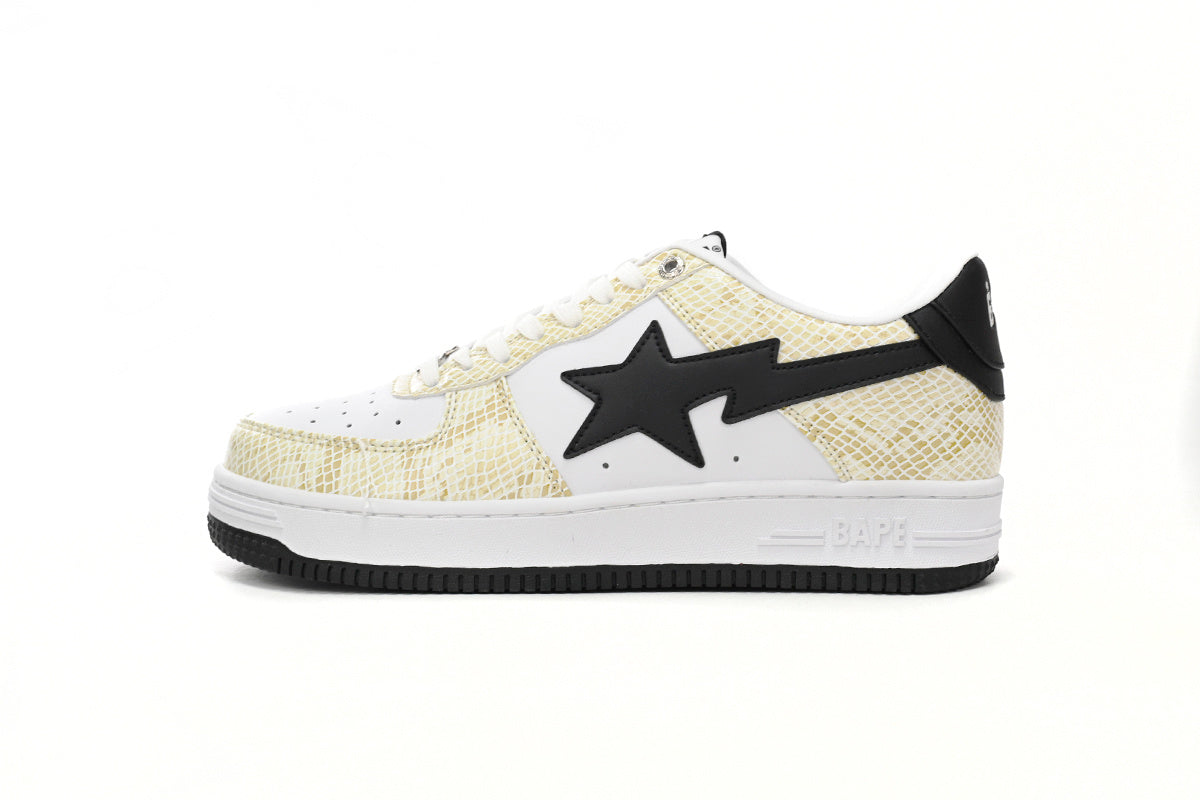 A BATHING APE BAPE STA Cream Snakeskin-Pattern Sneakers | Women's & Men's Skate-Inspired Shoes