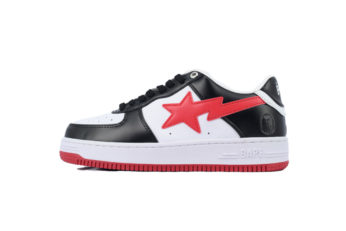 A BATHING APE BAPE STA Black, White & Red-Star Sneakers | Women's & Men's Skate-Inspired Shoes