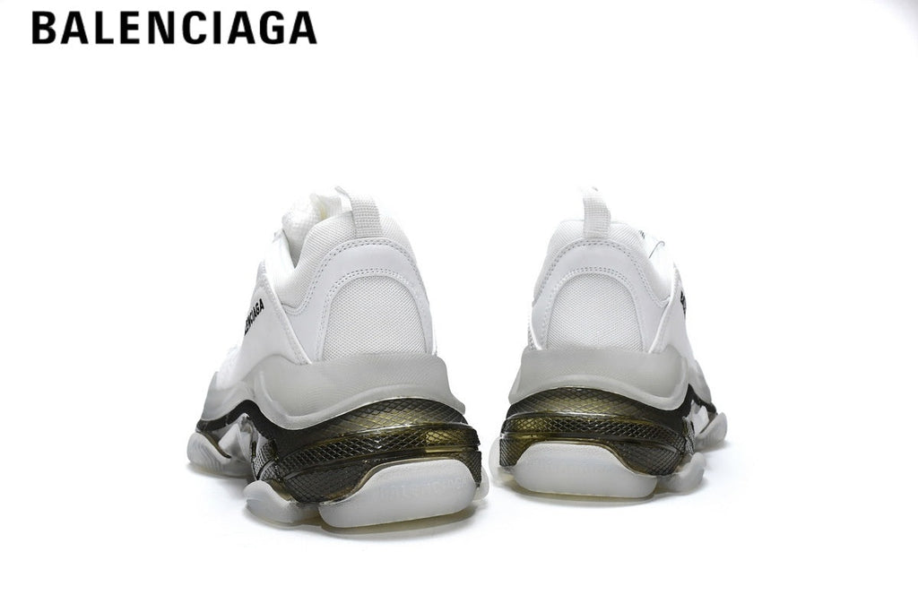Balenciaga Triple S men's shoes  women sneakers — White & Gold, Clear Sole