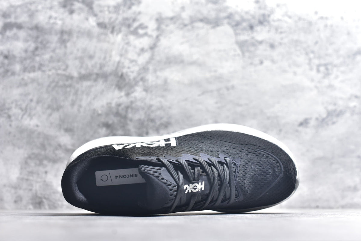 HOKA Rincon 4 Women's Men's Shoes | Black & White Mesh Running Sneakers
