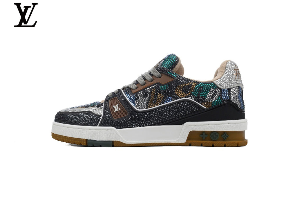 Louis Vuitton LV shoes for man  women Trainer Sneaker – Multicolor Rhinestone
