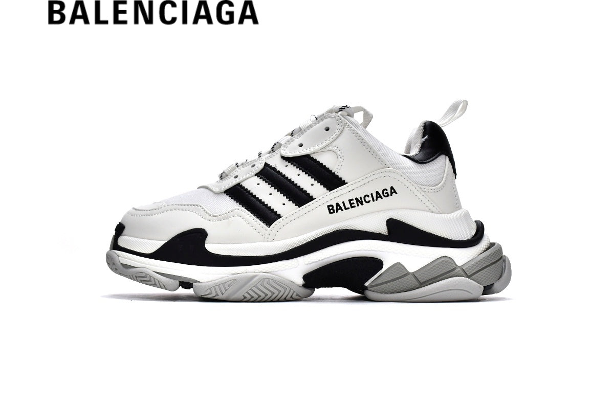 Balenciaga Triple S men's shoes  women sneakers in White and Black