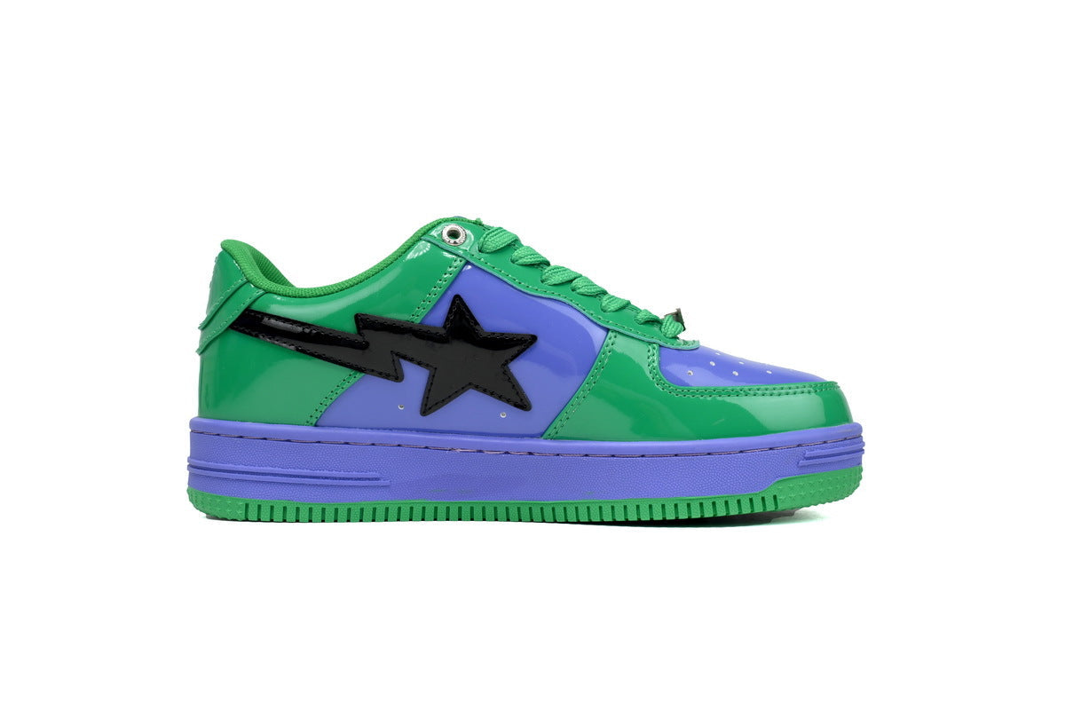 A BATHING APE BAPE STA Green & Purple Colorblock Sneakers | Women's & Men's Skate-Inspired Shoes