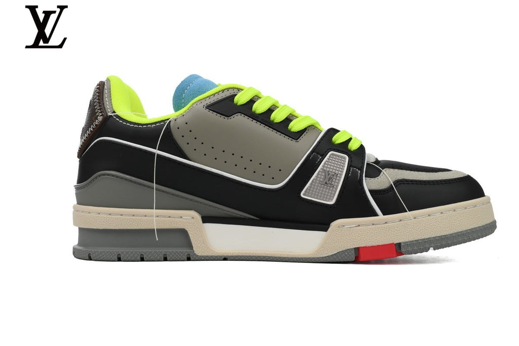 Louis Vuitton LV shoes for man  women Trainer Sneaker – Black & Grey Multi