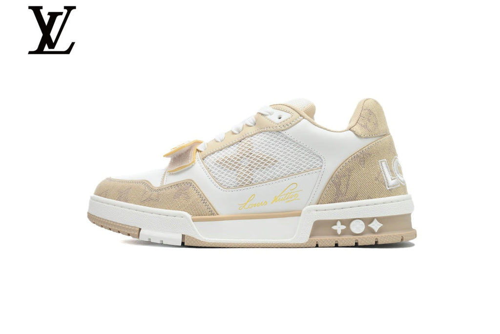 Louis Vuitton Trainer shoes for man  women Sneakers – Beige & White