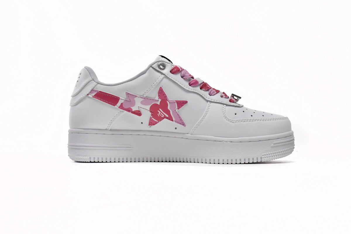 A BATHING APE BAPE STA White & Pink Camo Sneakers | Women's & Men's Skate-Inspired Shoes