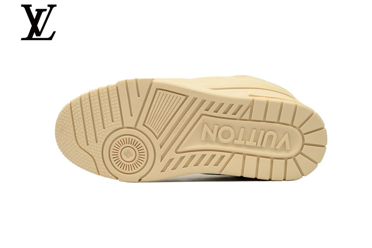 Louis Vuitton Trainer shoes for man  women Sneakers – Beige Leather
