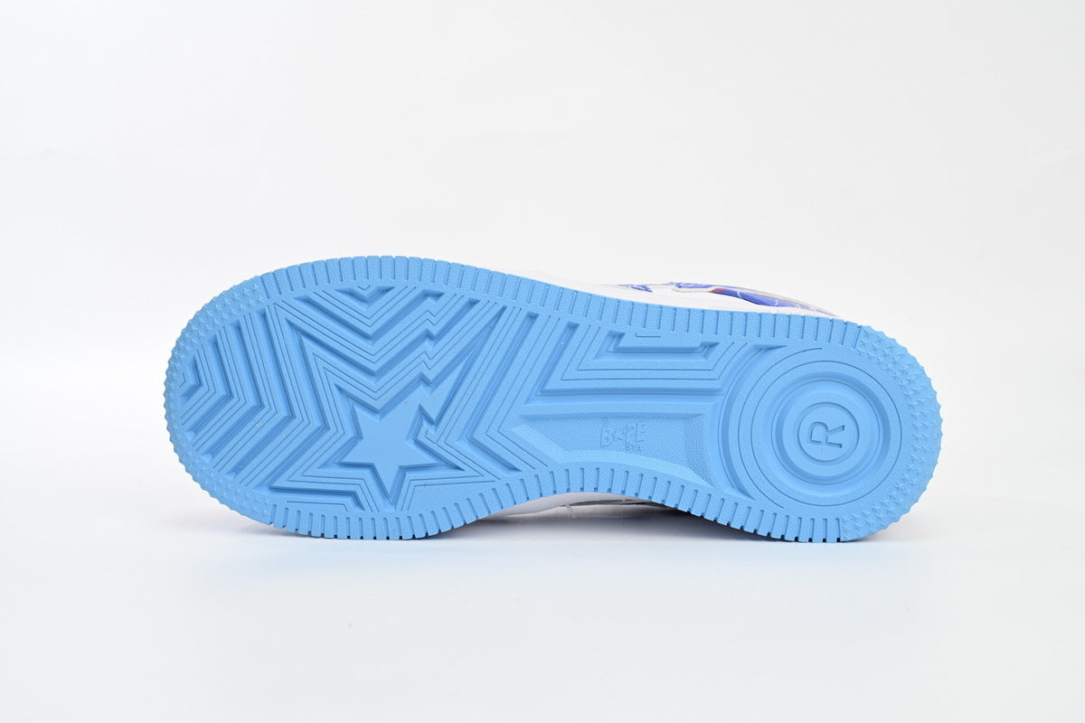 A BATHING APE BAPE STA Blue & White Graphic Sneakers | Women's & Men's Skate-Inspired Shoes