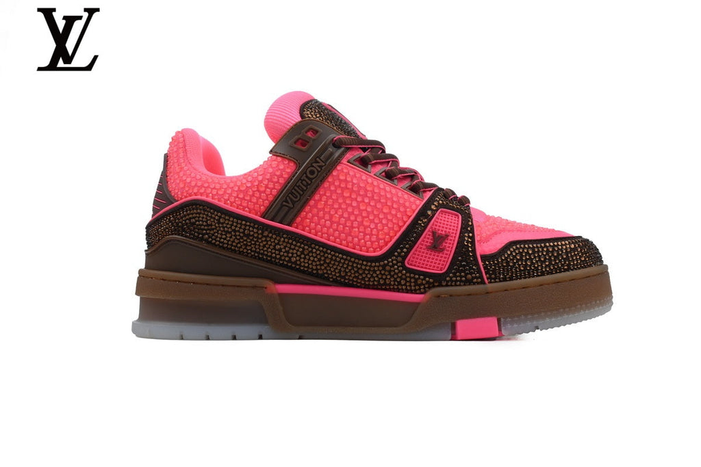 Louis Vuitton Trainer  shoes for man  women Sneaker – Pink & Brown Crystal