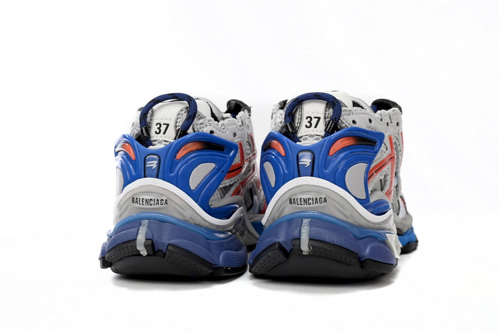 Balenciaga men's shoes Track Runner Sneaker – Distressed Low-Top balenciaga runners  White, Red, and Blue