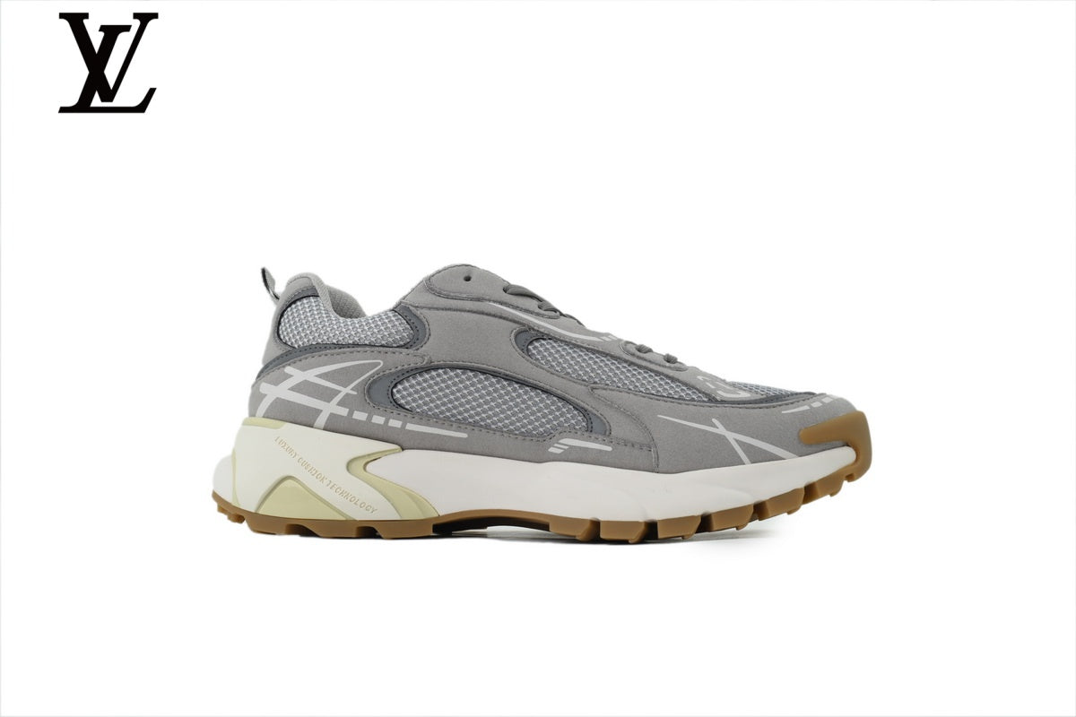 Louis Vuitton shoes for man  women Runaway Sneaker – Grey & White Mesh Dad Shoe with Gum Sole