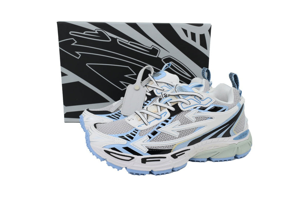 Off-White Be Right Back Women's Men's Shoes | White & Light Blue Mesh Retro Sneakers