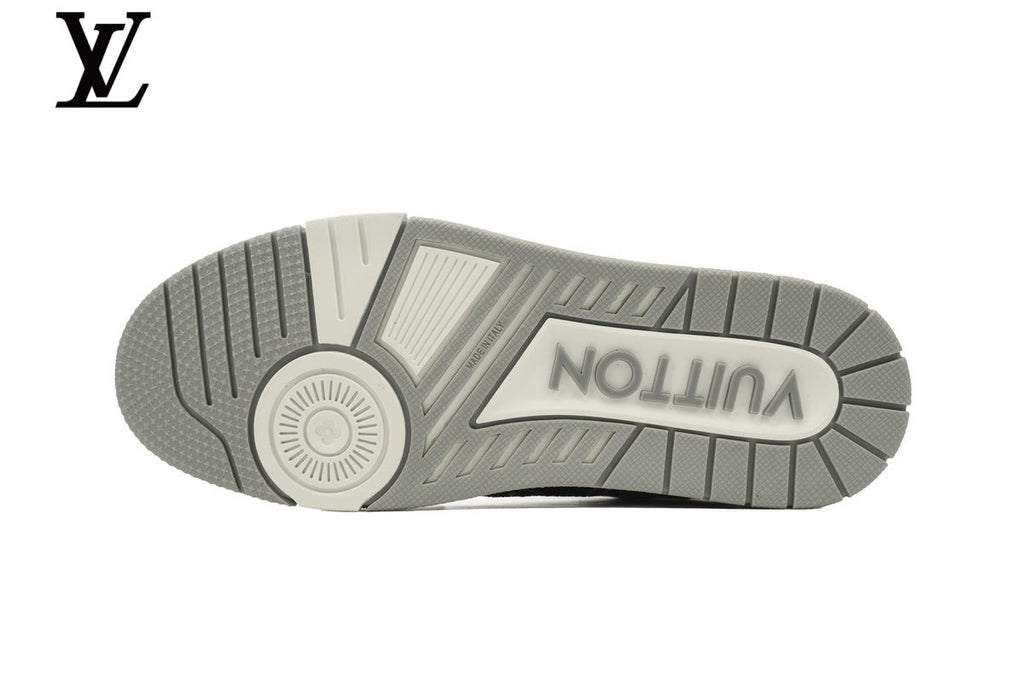 Louis Vuitton Trainer  shoes for man  women Sneaker – Monogram Denim & Leather in Grey & White